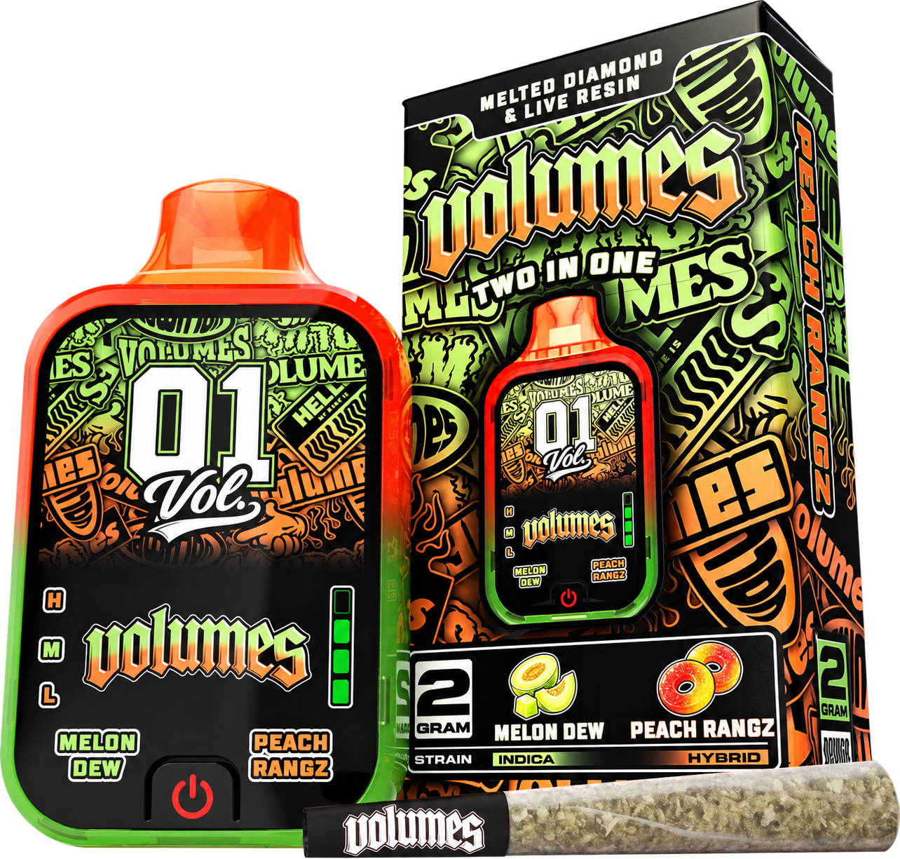 Volumes Melon Dew and Peach Rangz 2G Dual Disposable